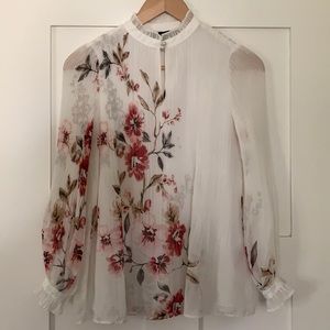 Floral Pleated Chiffon Shirt